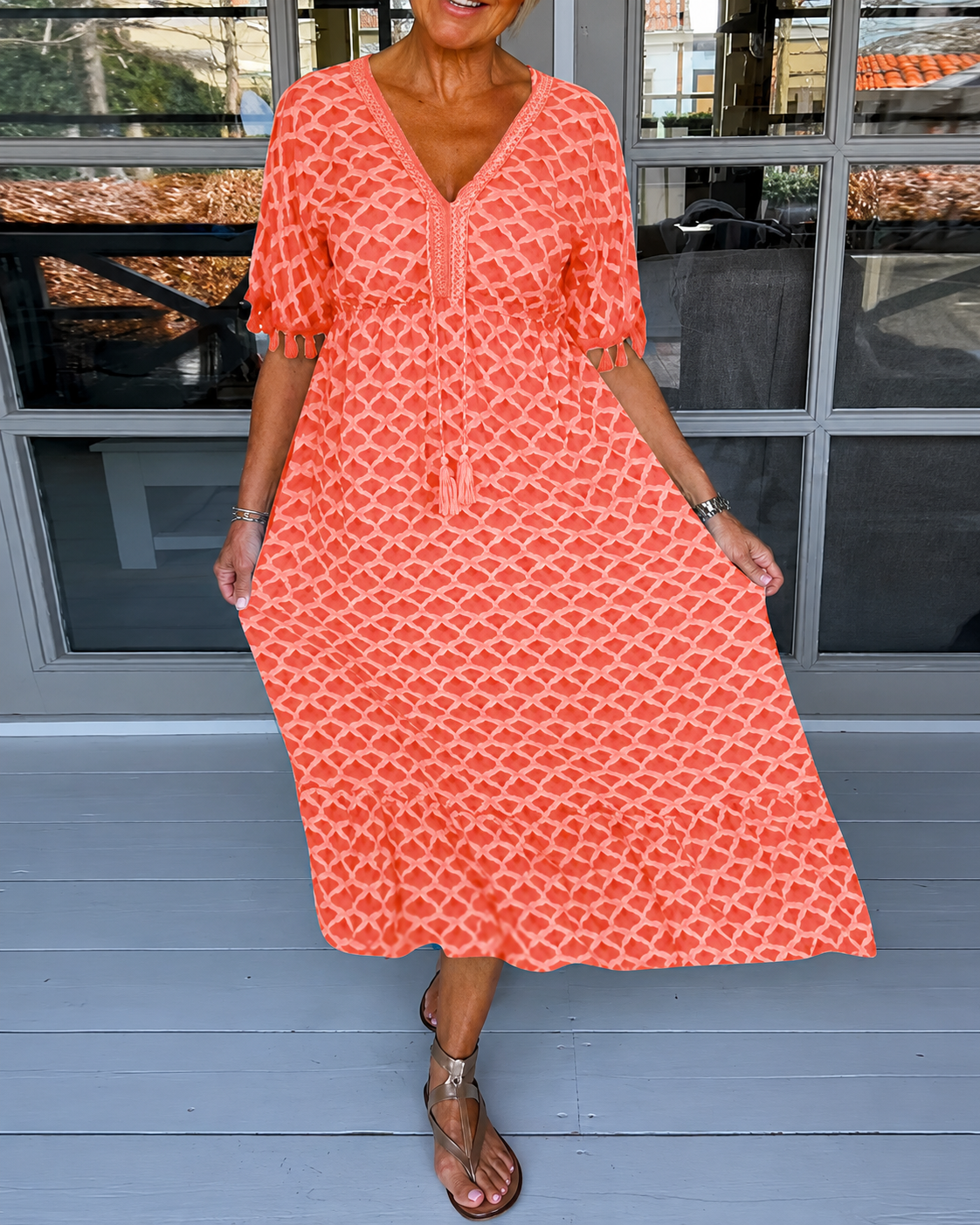 Nimrah - Vestido Midi Sofisticado con Escote en V