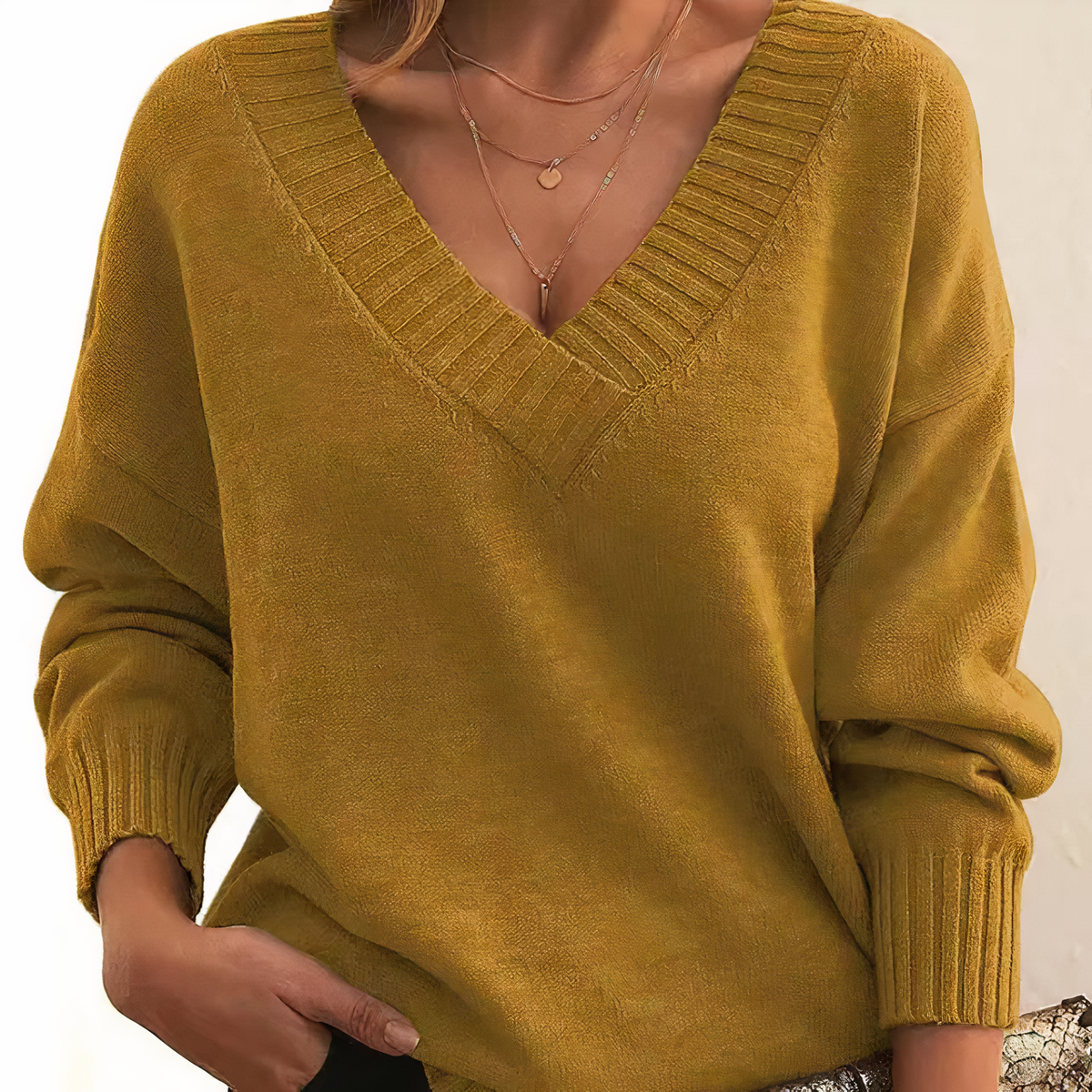Leocadia - Suéter elegante con cuello en V