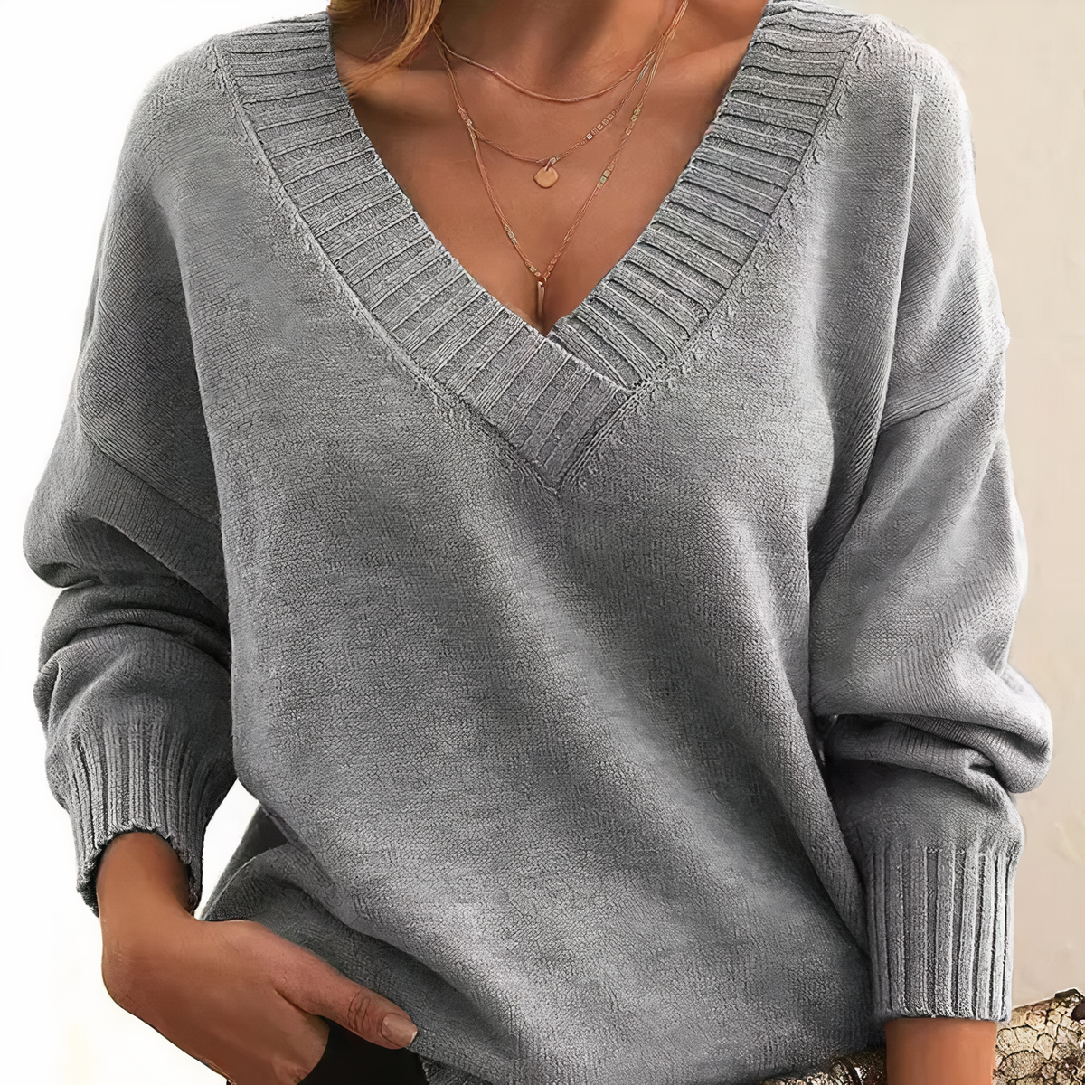 Herbst - Jersey sofisticado y cálido con cuello en V