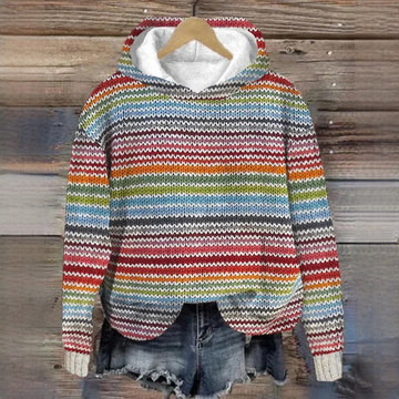 Maacah - Chaqueta elegante con capucha y diseño de rayas