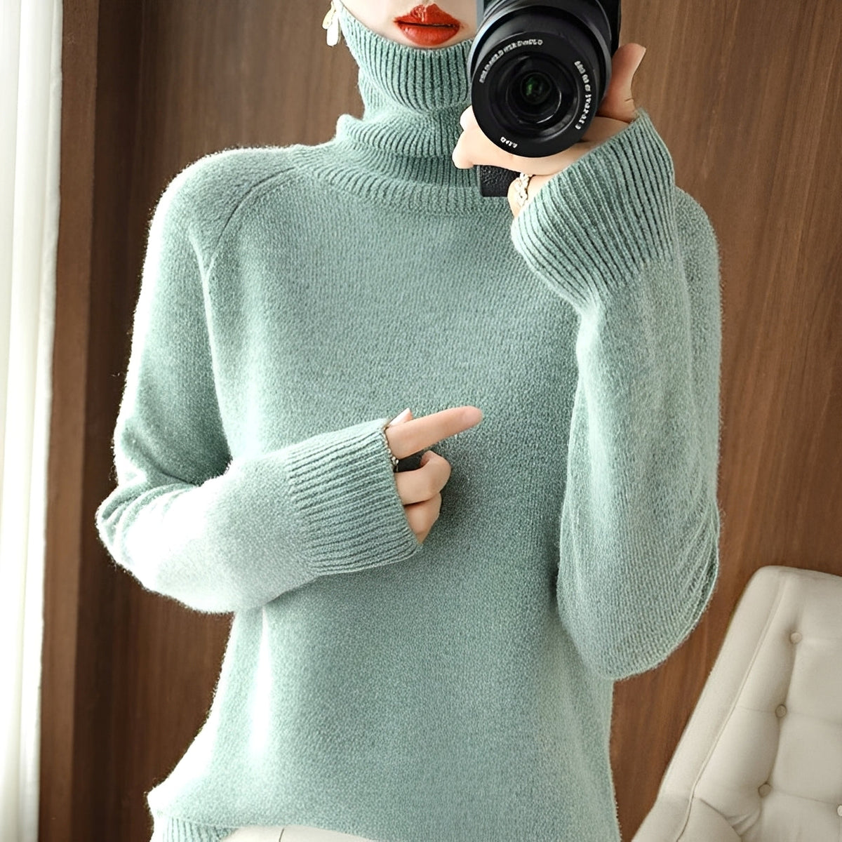 Silvana - Jersey de cuello alto elegante