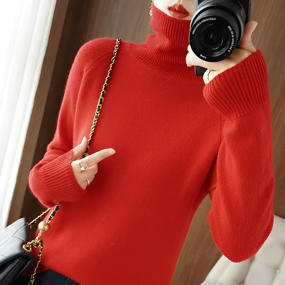 Silvana - Jersey de cuello alto elegante
