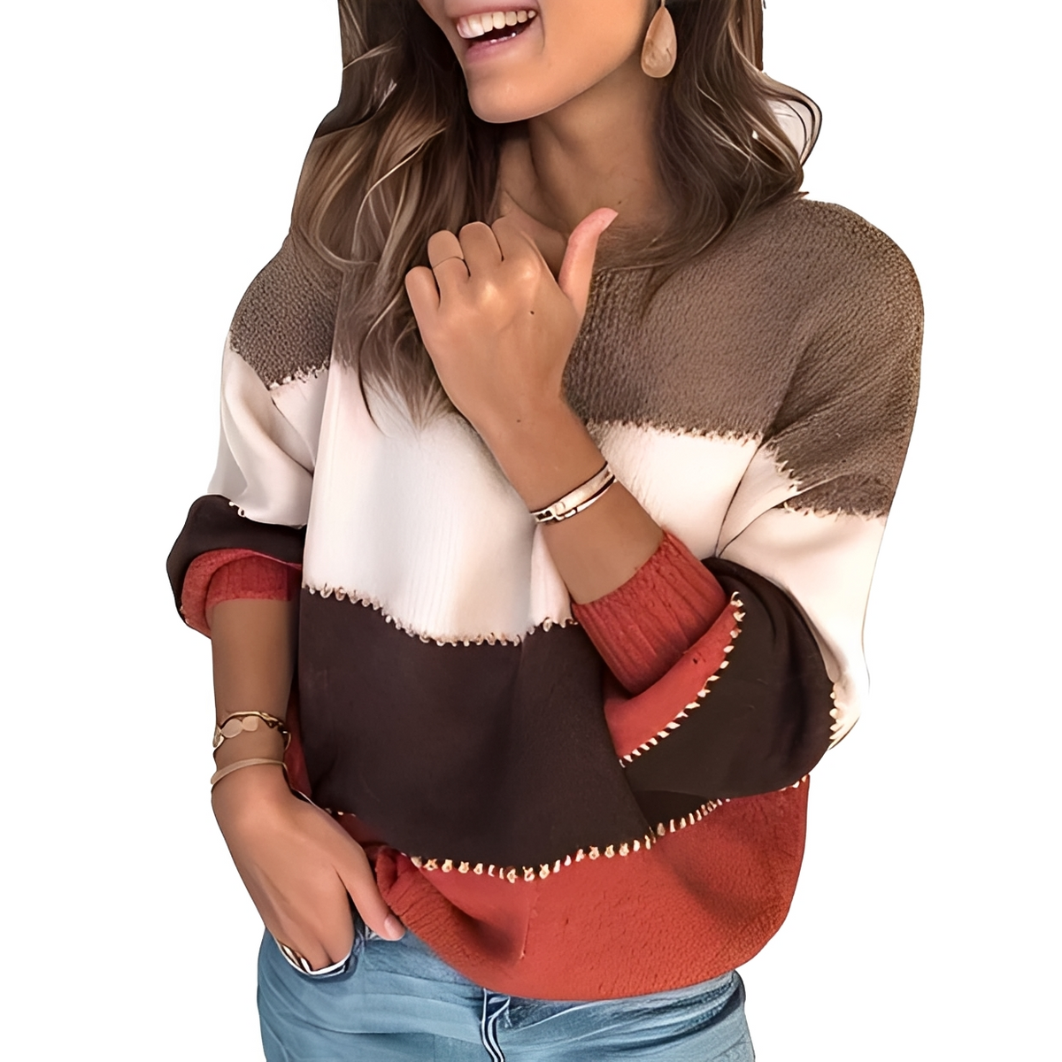 Aubrie - Suéter de rayas acogedor y chic