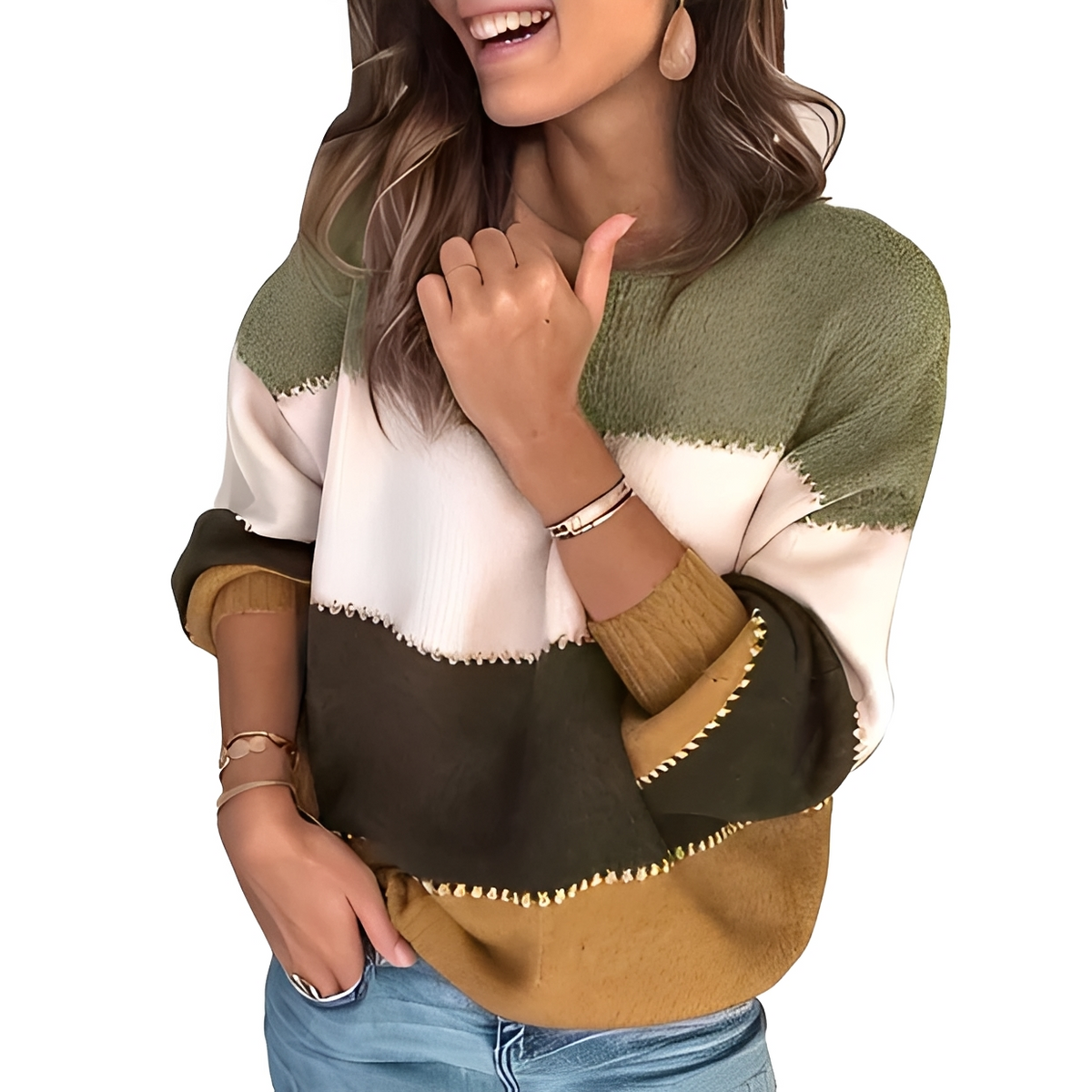 Aubrie - Suéter de rayas acogedor y chic