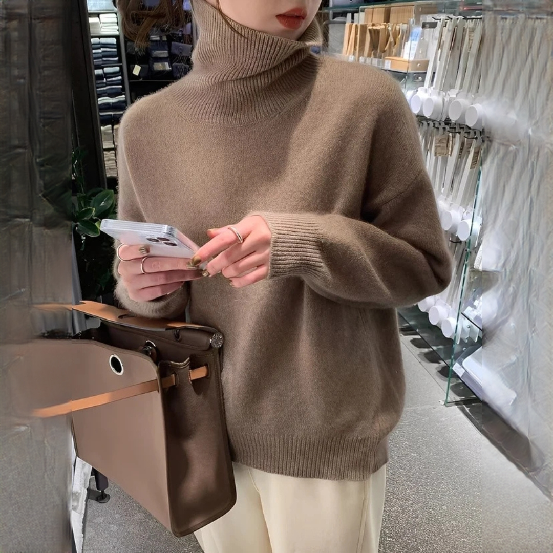 Adrienne - Jersey de cuello alto, sofisticado y cálido