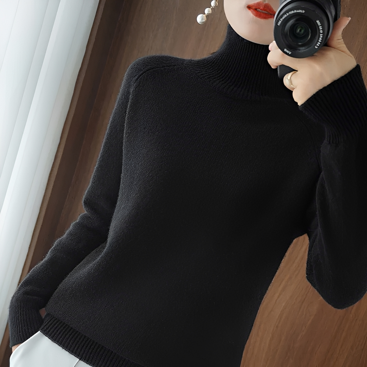 Silvana - Jersey de cuello alto elegante