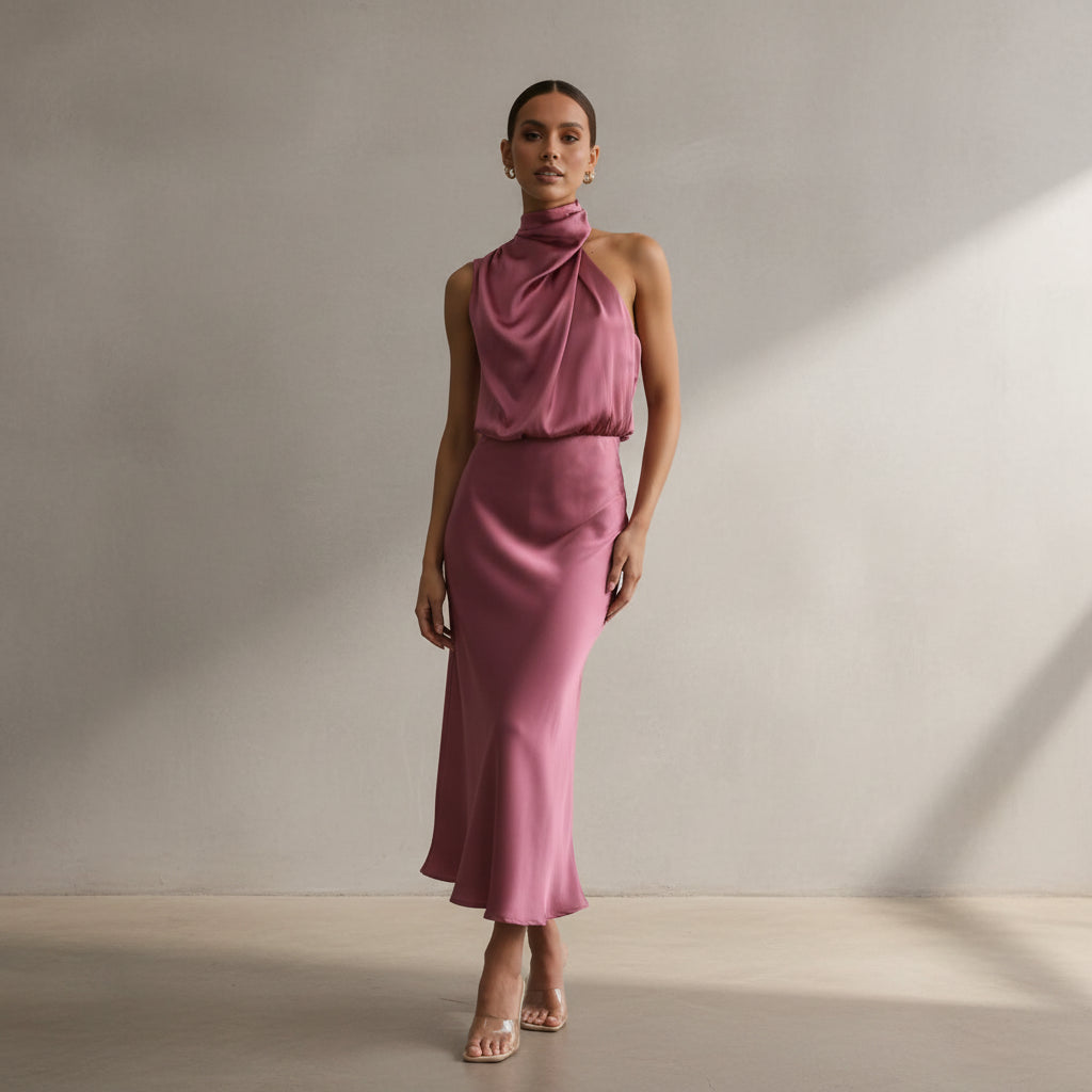 Juris - Elegante vestido largo brillante para ocasiones especiales