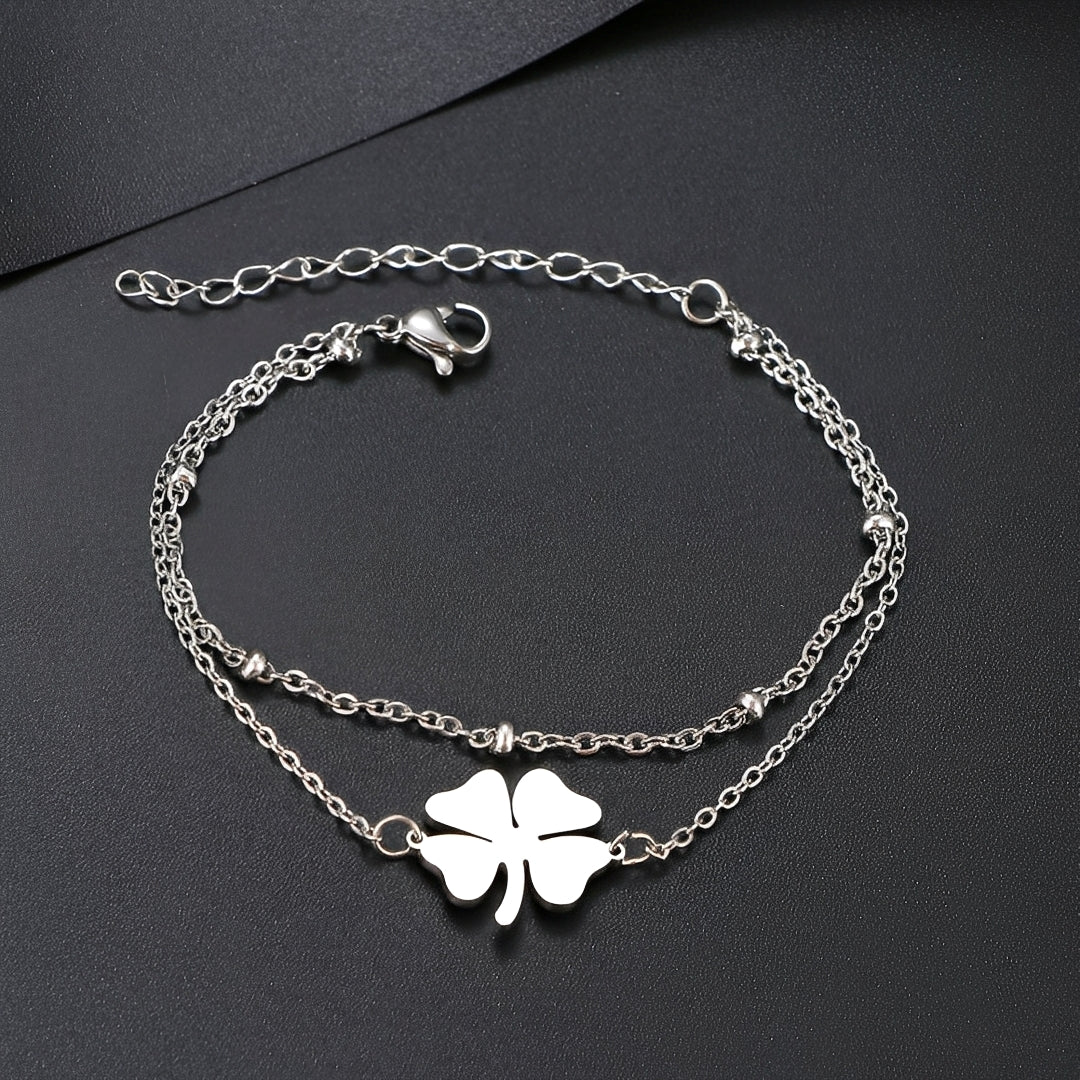 Sanya – Pulsera trébol en oro y plata