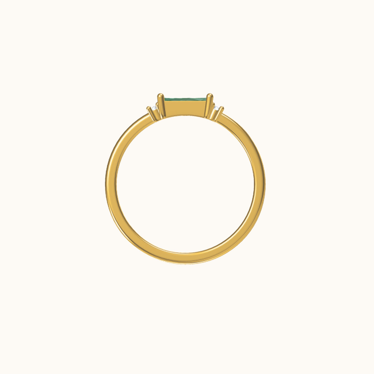 Fen - Anillo baguette delicado con circonita verde