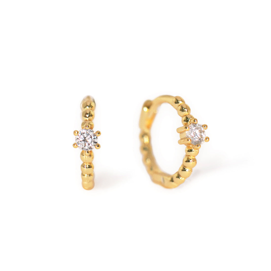 Pendientes Huggie Pave de Perlas