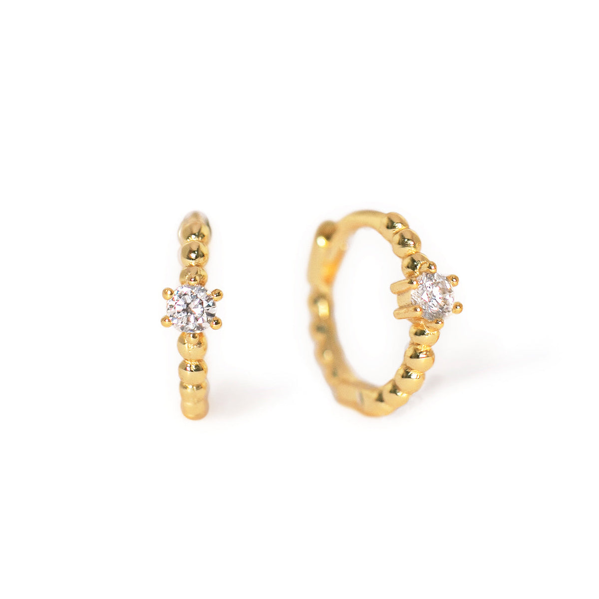 Pendientes Huggie Pave de Perlas