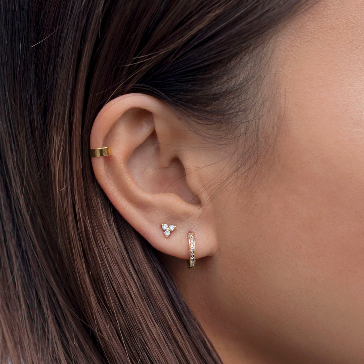 Pendientes de trébol pavé pequeños