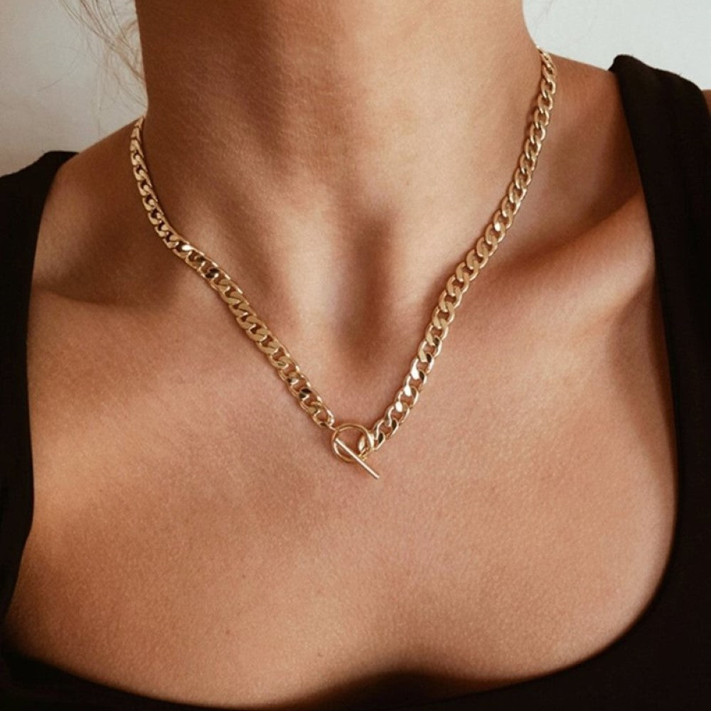 Collar doble - Cadena cubana y perlas