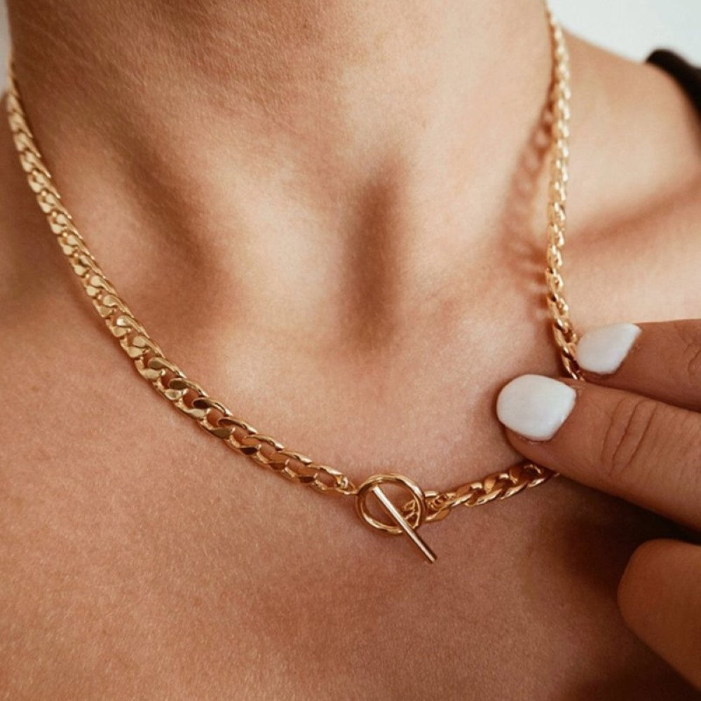 Collar doble - Cadena cubana y perlas