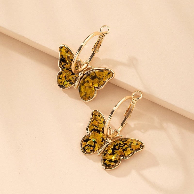 Alina – Pendientes de mariposa con esmalte y cristales