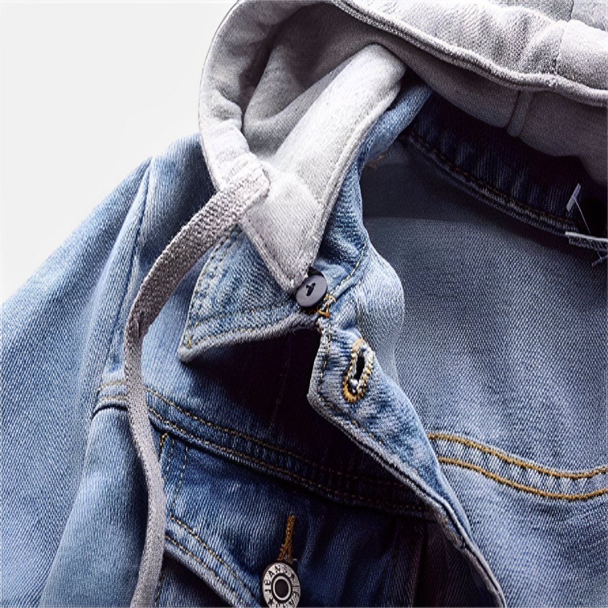 Adah - Chaqueta Vaquera de Manga Larga con Capucha Desmontable