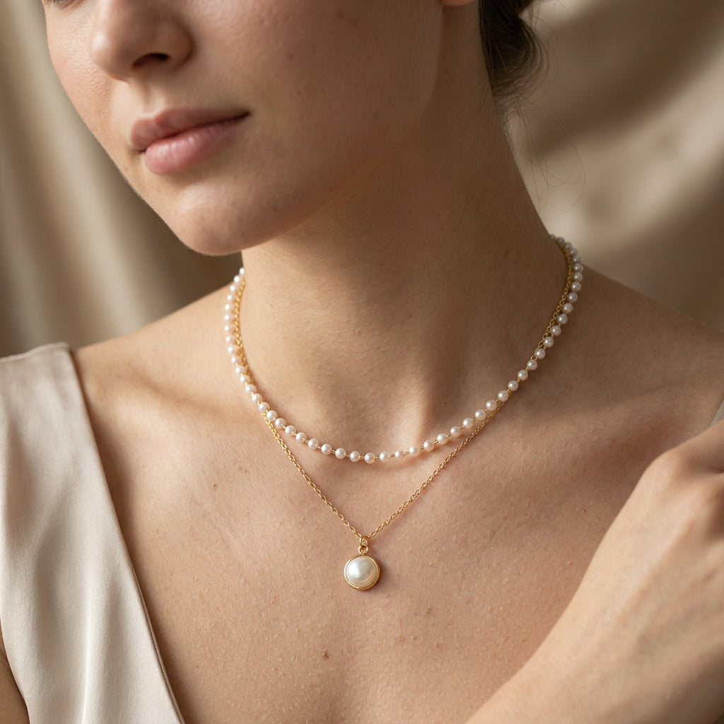 Auriane – Collar elegante de perlas y cadena dorada
