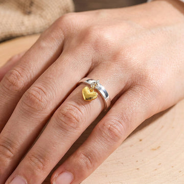 Maelie – Anillo de plata con corazón móvil de estilo retro