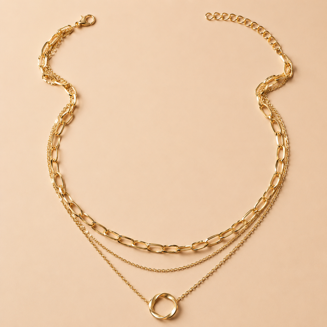 Michelle – Collar retro con cadenas doradas en capas y colgante
