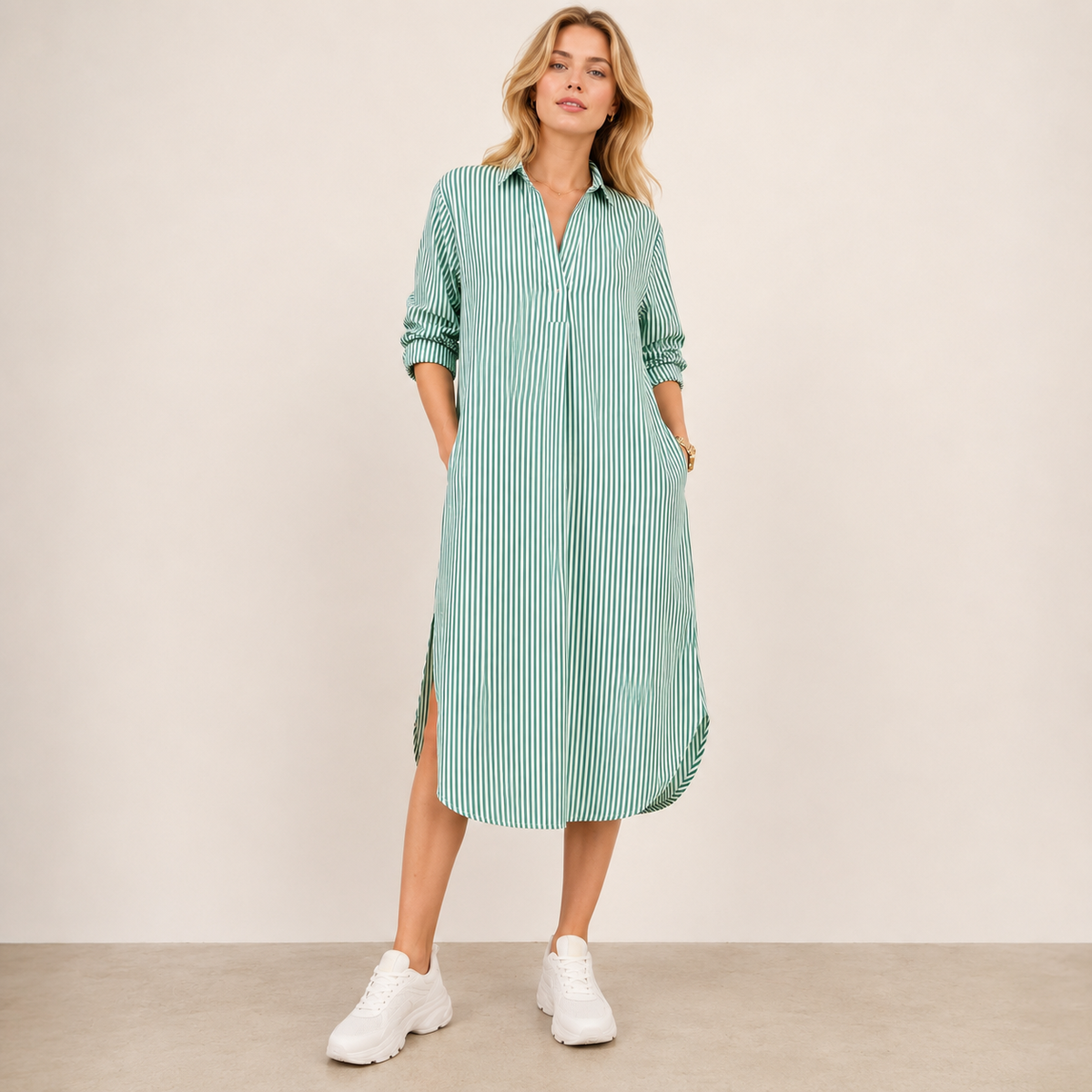 Célia - Vestido Cómodo con Cuello y Escote en V