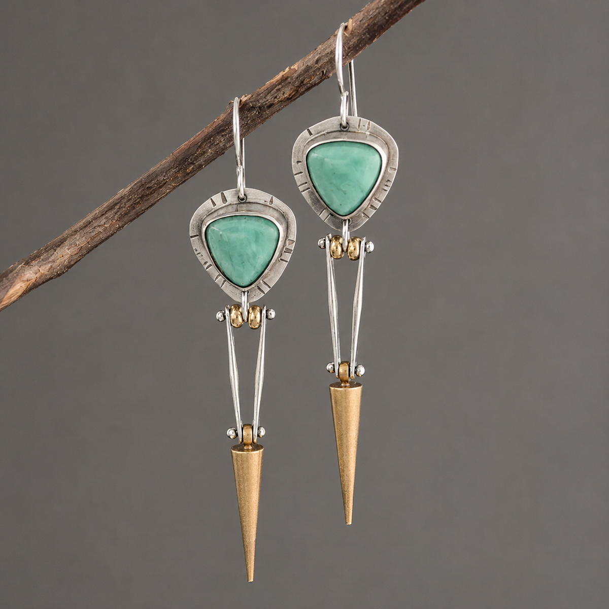 Tahlia – Pendientes boho étnicos con piedra de resina verde