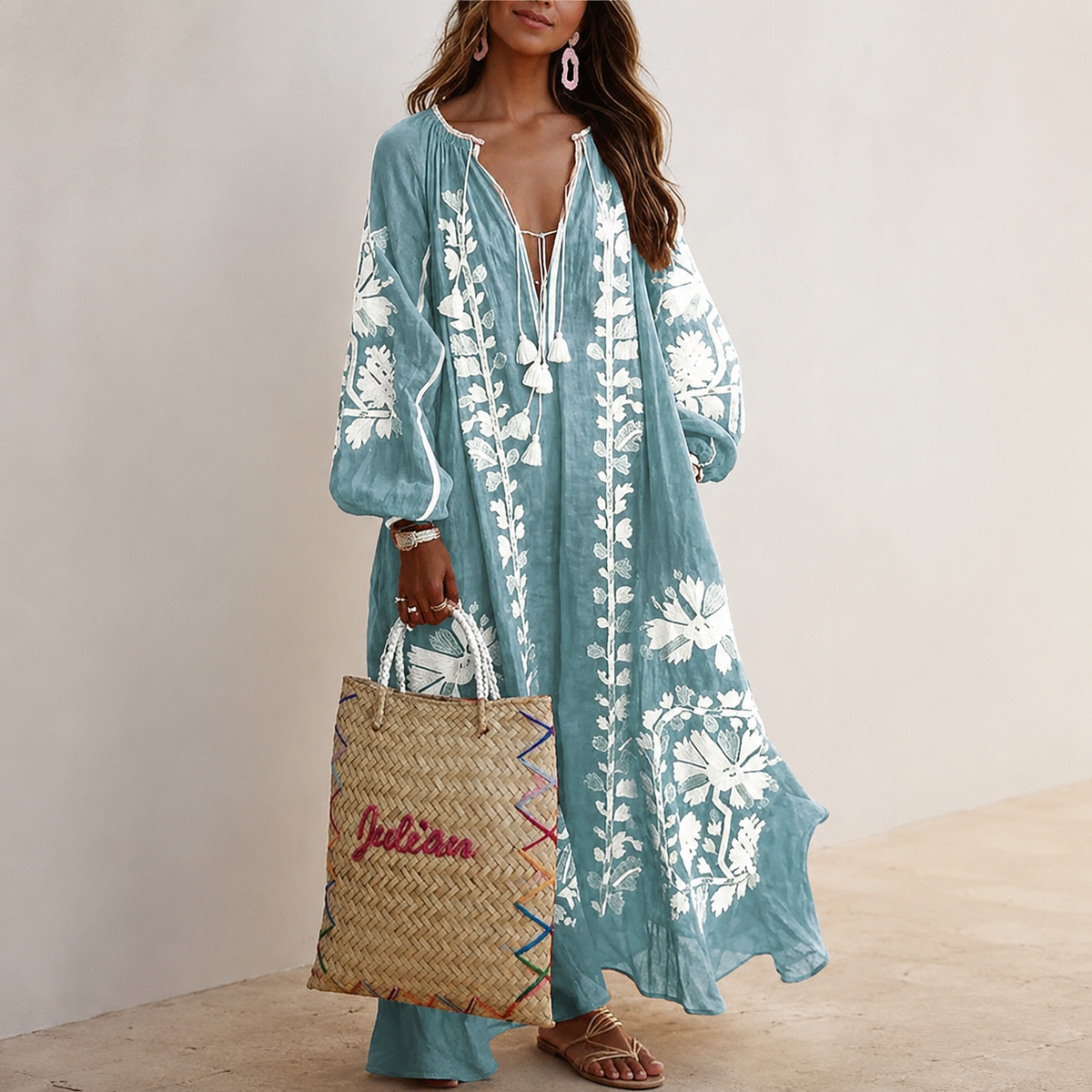 Nelia - Vestido bohemio casual de verano con estampado floral