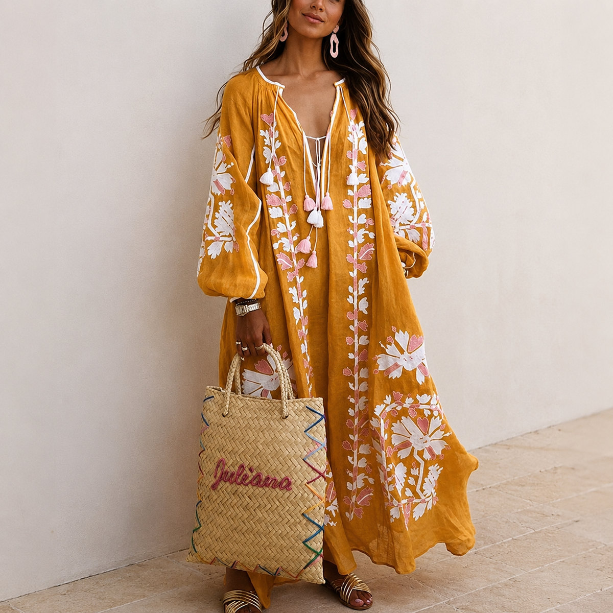 Nelia - Vestido bohemio casual de verano con estampado floral