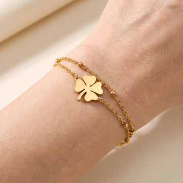 Sanya – Pulsera trébol en oro y plata