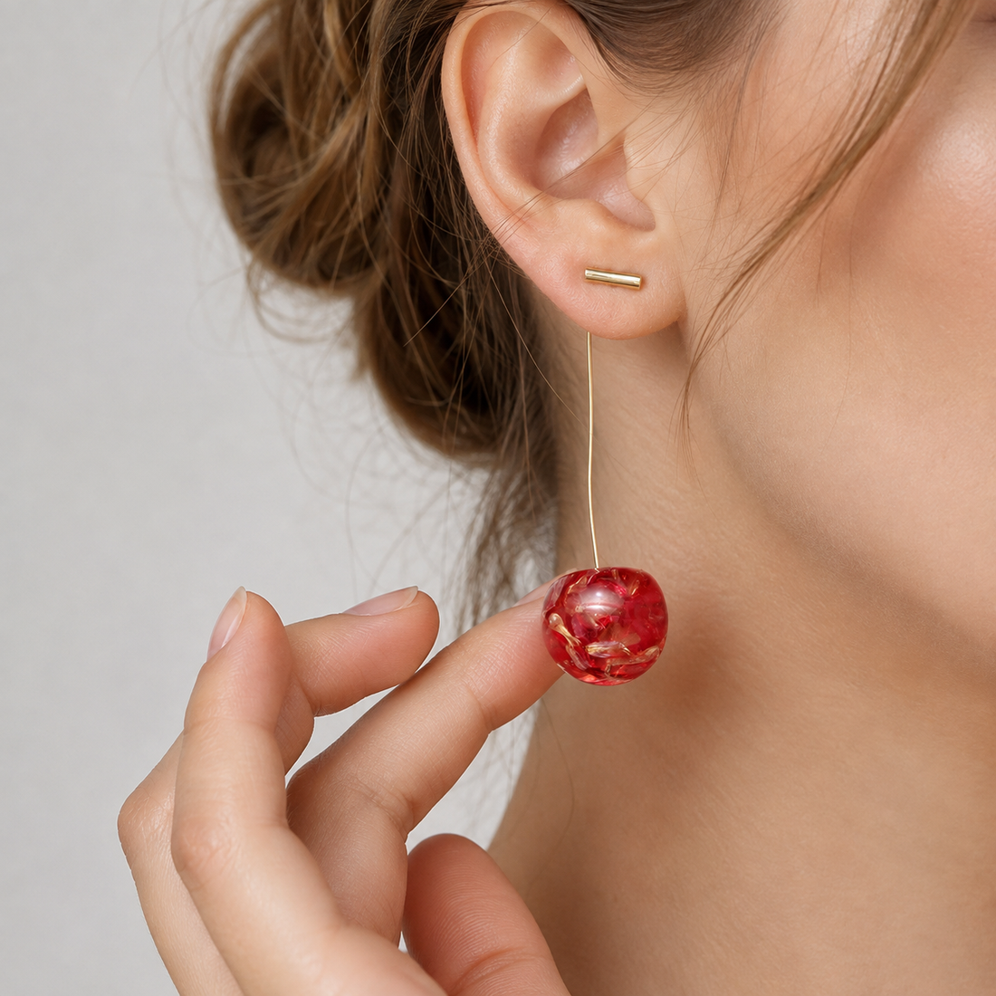 Pendientes largos de cereza seca