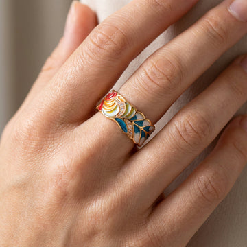 Isolde – Anillo con flores pintadas a mano