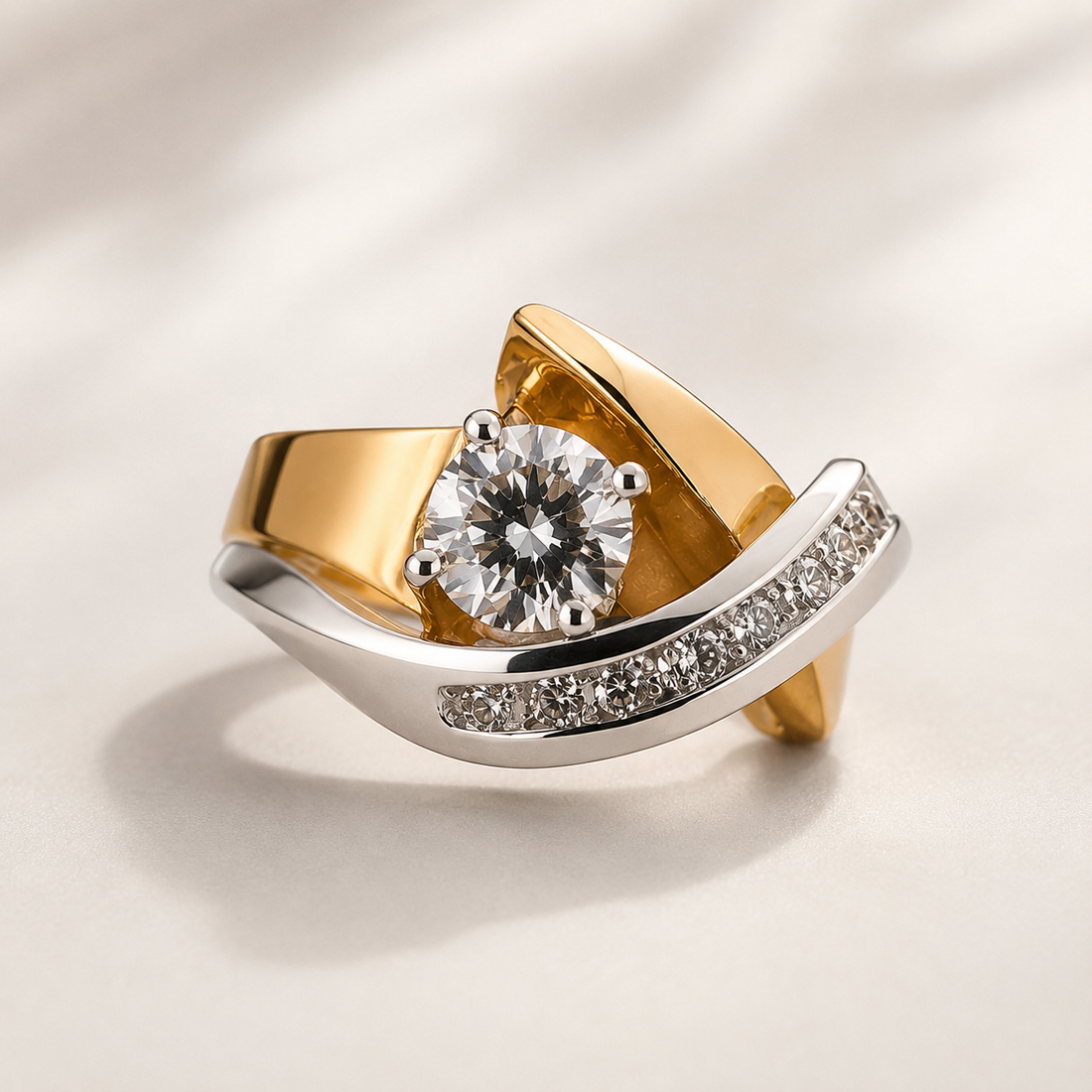 Sylira – Anillo de firma en oro y plata con circonita