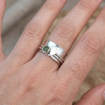 Maely – Anillo corazón diseño retro plateado