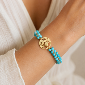 Arboréa – Pulsera del árbol de la vida elaborada a mano con turquesa