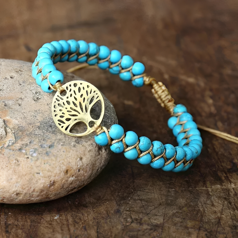 Arboréa – Pulsera del árbol de la vida elaborada a mano con turquesa