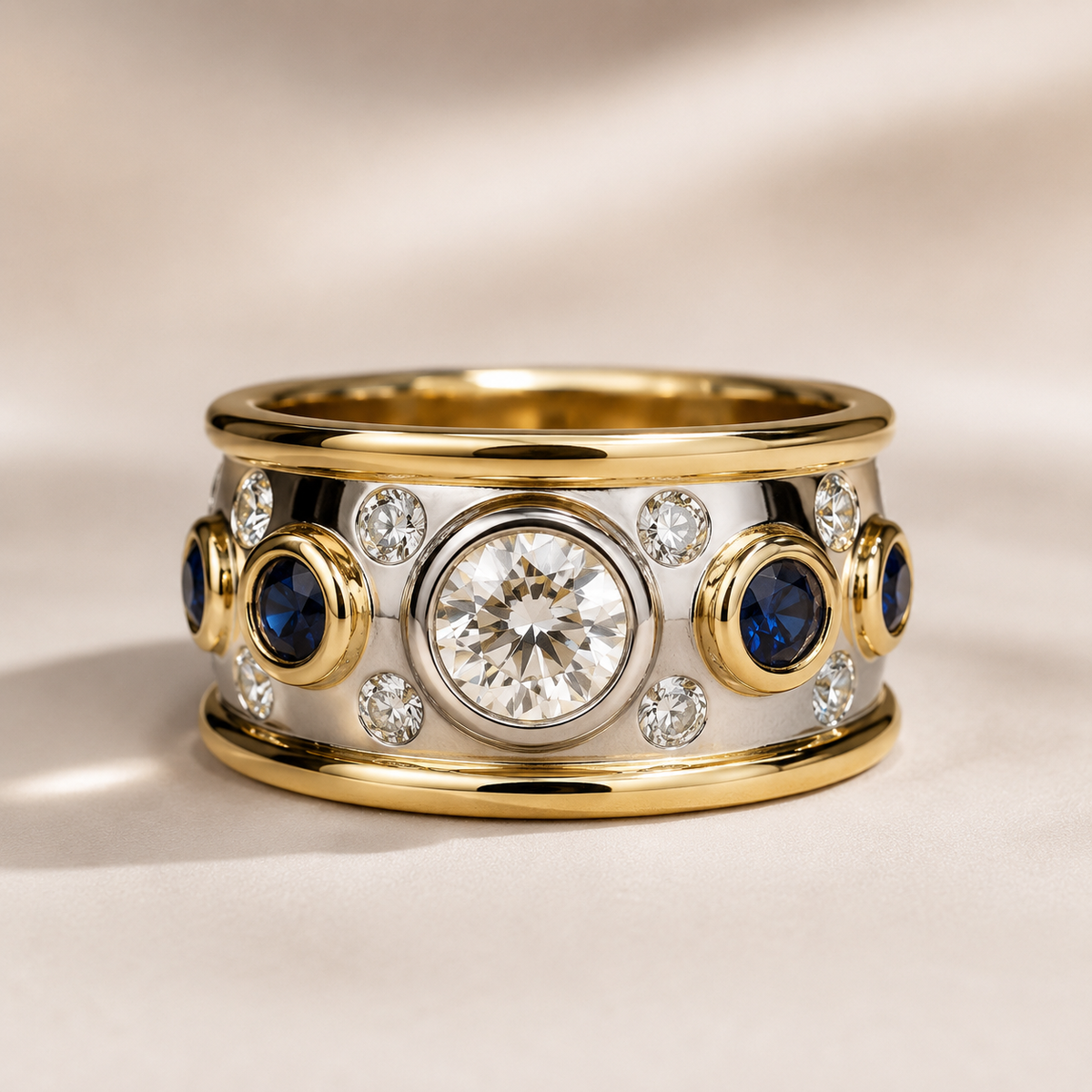 Sierra – Anillo dorado vintage con zirconia engastada