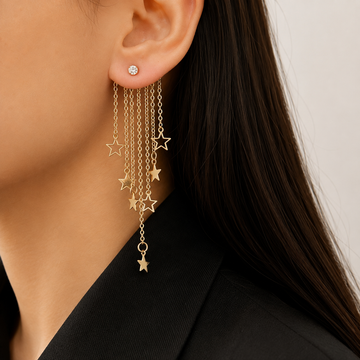 Valerie – Pendientes colgantes de estrella con borlas