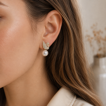 Pendientes Schwan con perlas