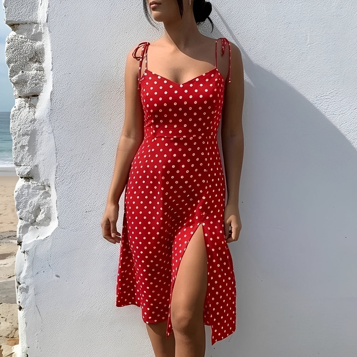 Ryley - Vestido Midi de Lunares Elegante