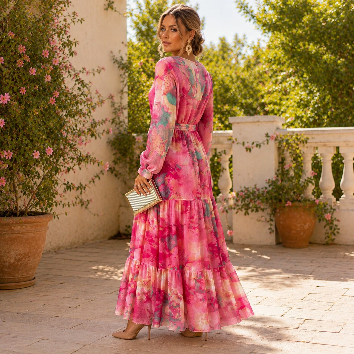 Carroll - Vestido Floral de Manga Larga