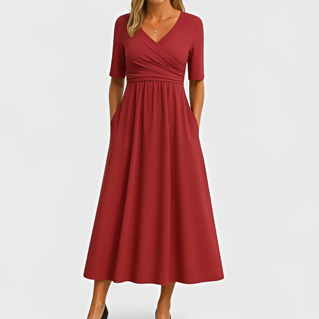 Piper - Vestido Midi de Manga Corta