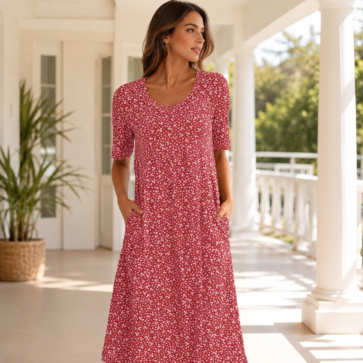 Yasmin - Vestido Floral de Manga Corta
