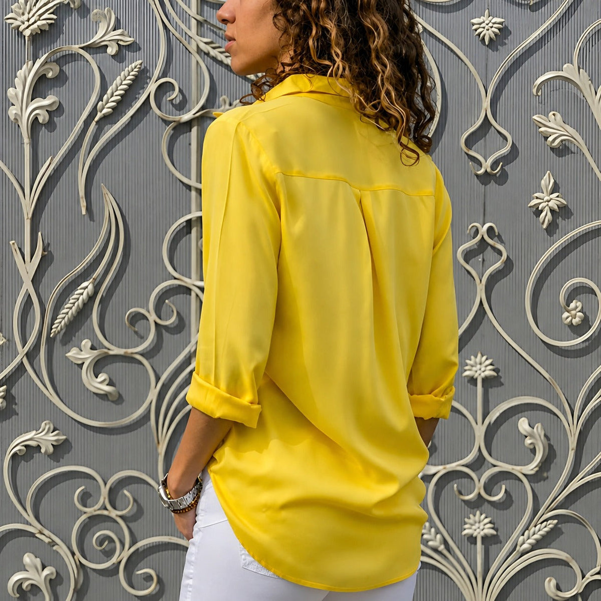Aiah - Blusa casual con escote en V
