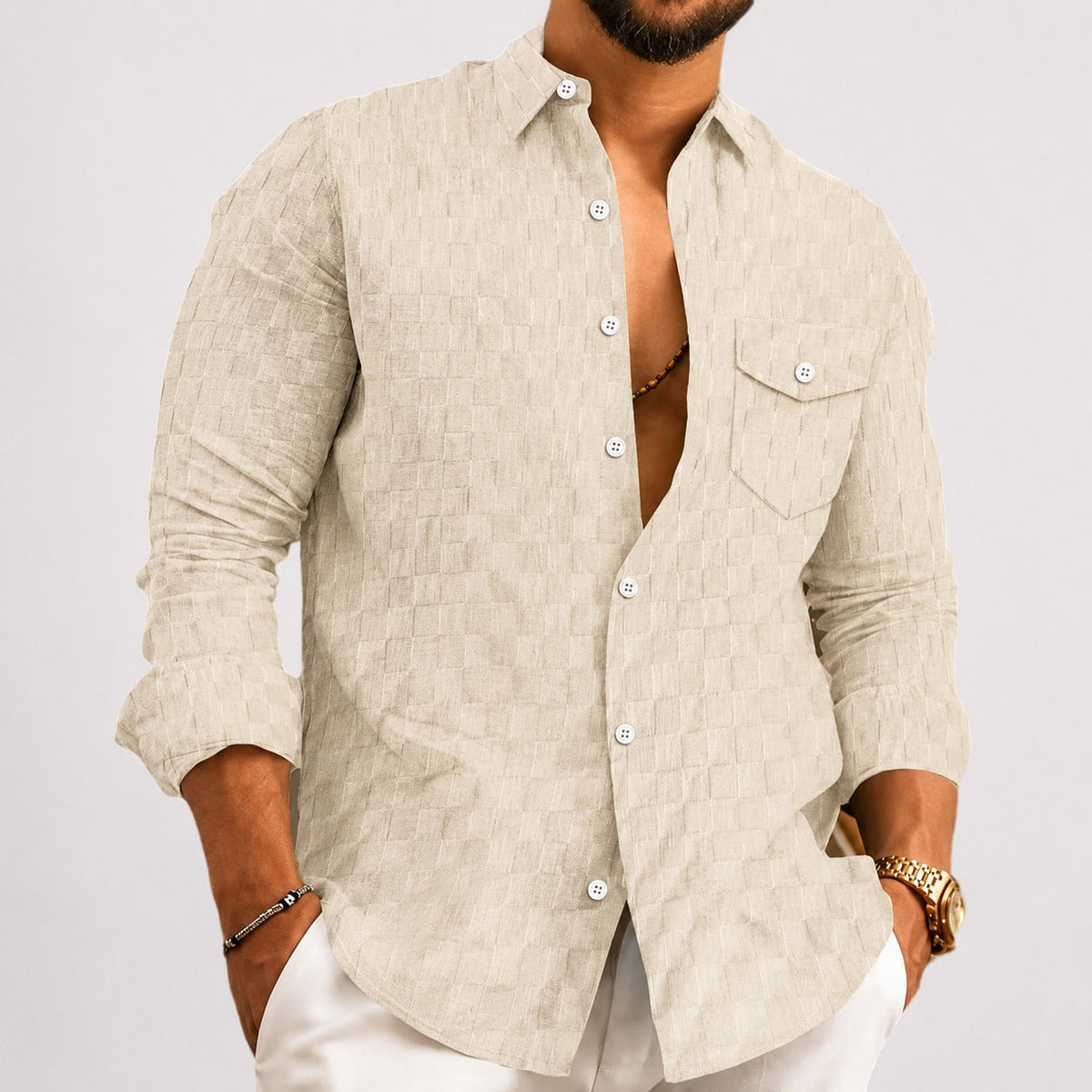 Walter - Camisa de Manga Larga a Cuadros Elegante