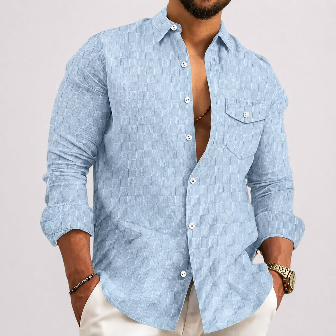 Walter - Camisa de Manga Larga a Cuadros Elegante