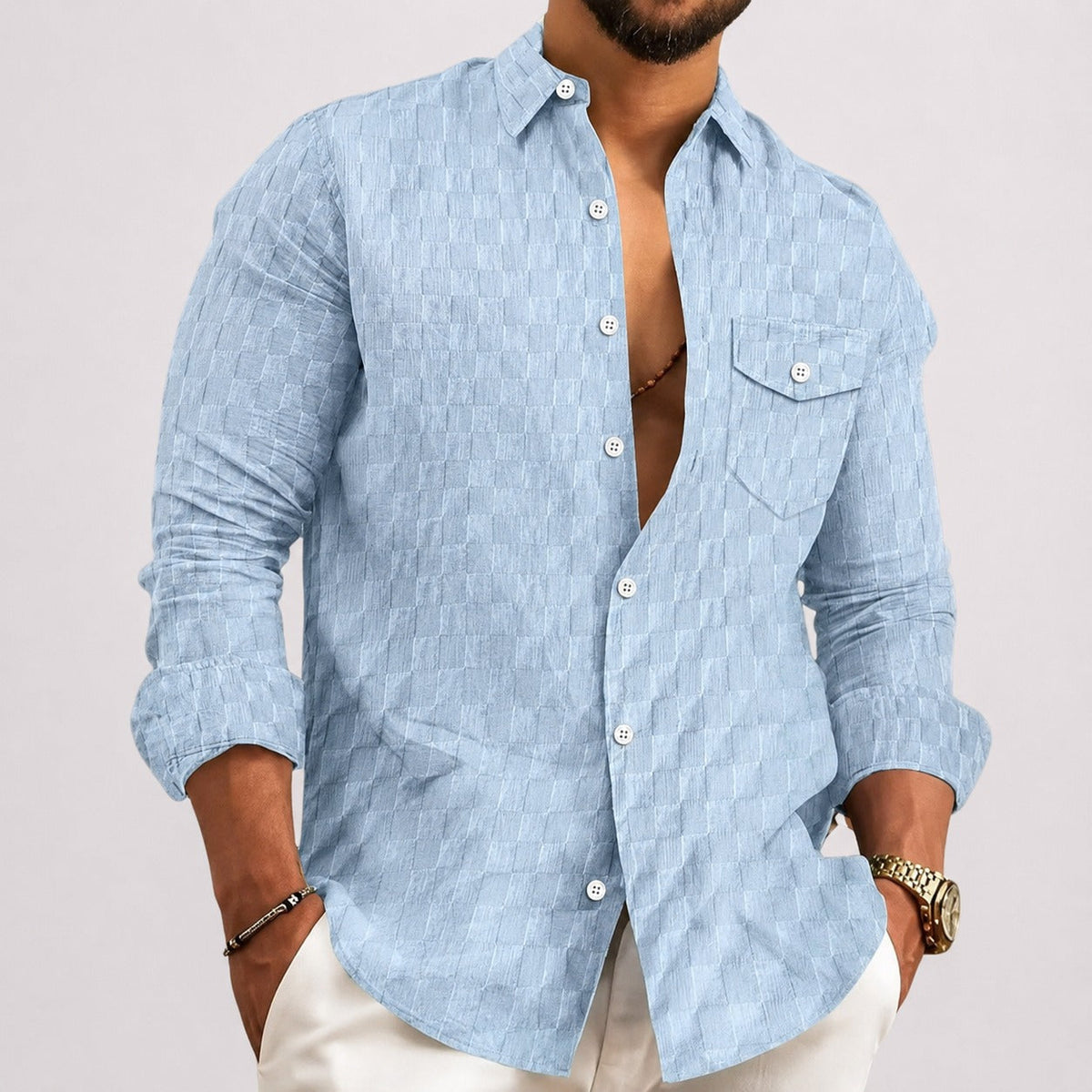 Walter - Camisa de Manga Larga a Cuadros Elegante