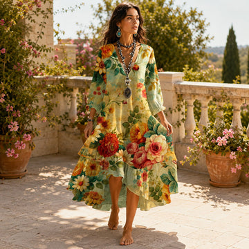Amanda - Vestido Relajado de Manga Larga y Suelto