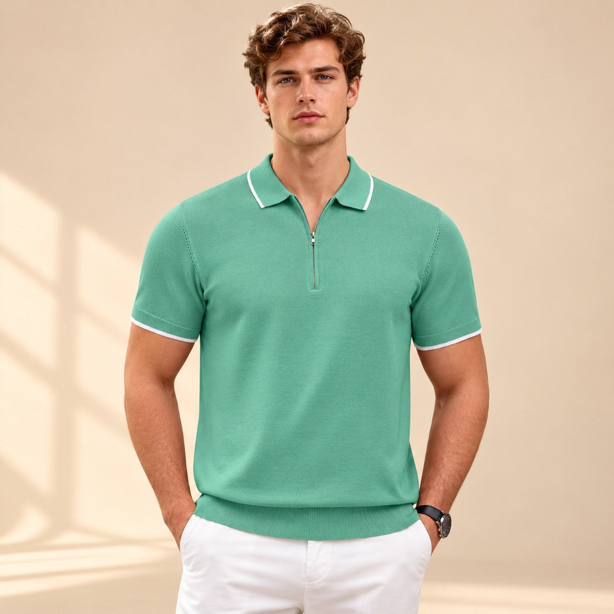 Leonard - Polo Casual con Cremallera