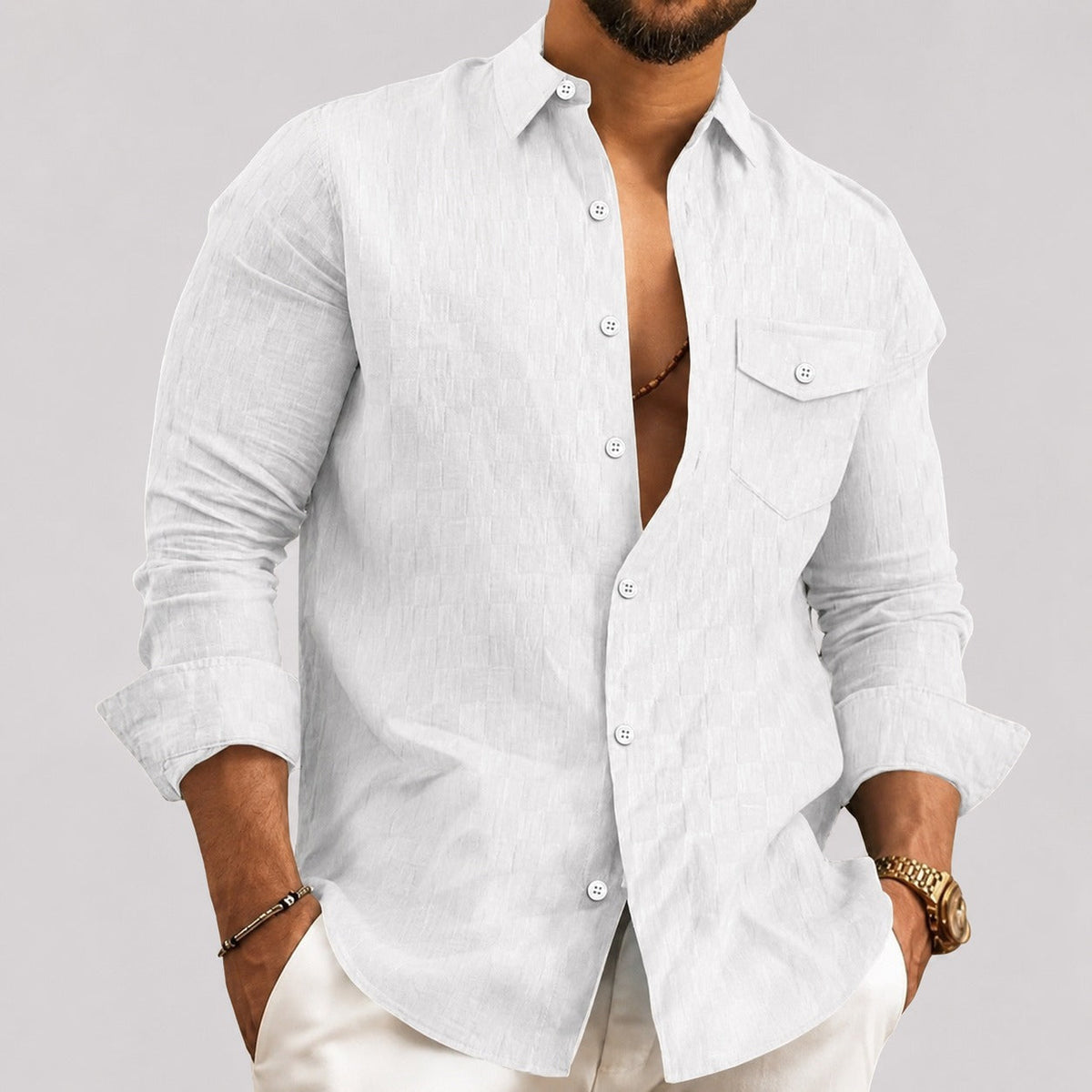 Walter - Camisa de Manga Larga a Cuadros Elegante