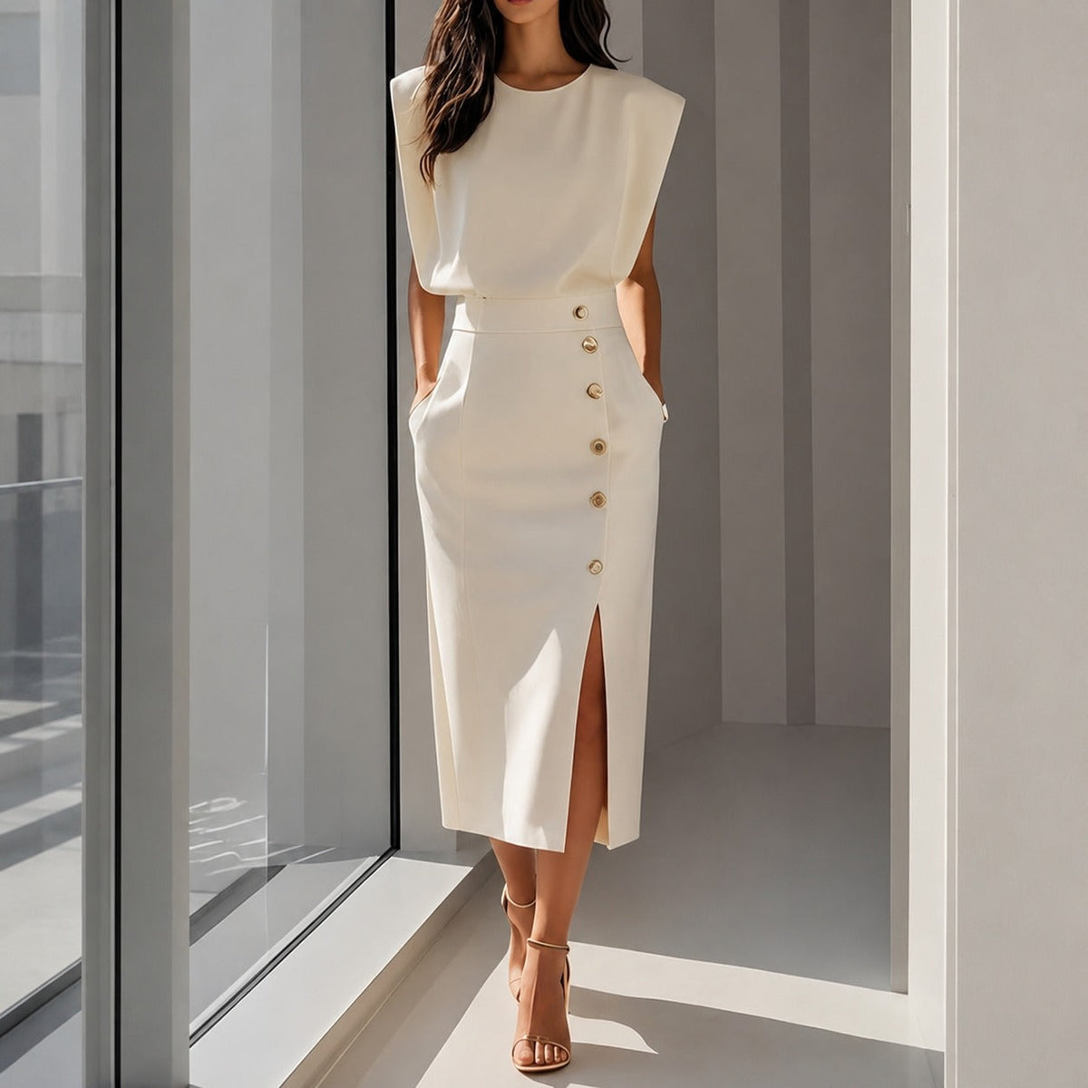 Ruth - Vestido Midi Elegante con Abertura
