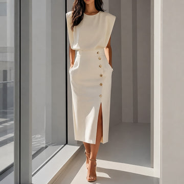 Ruth - Vestido Midi Elegante con Abertura
